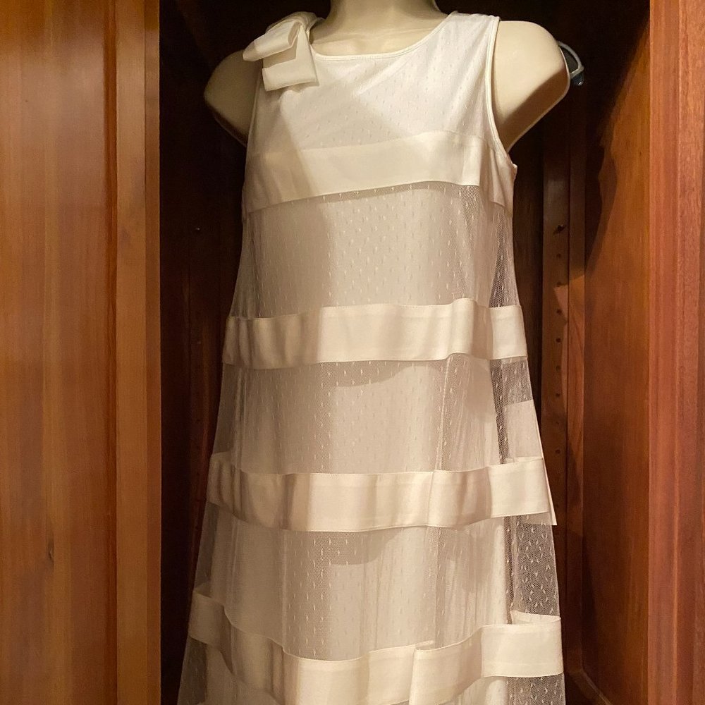 White fitted dress with flare over from Kathy Hilton-NWT